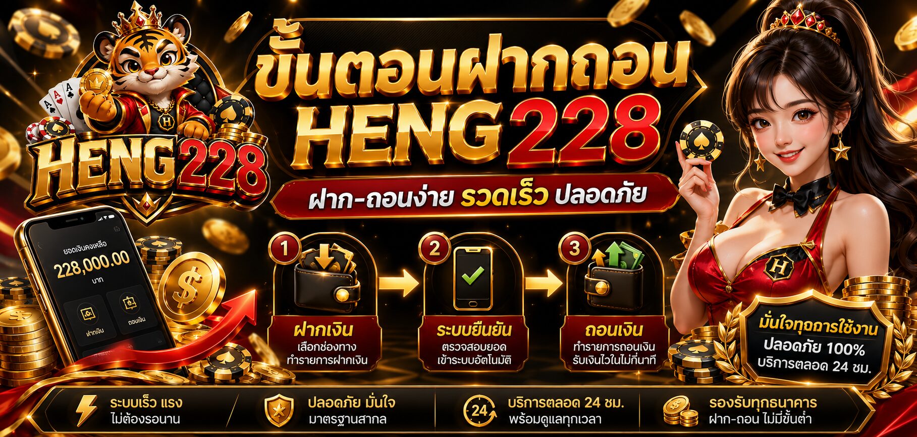 ขั้นตอนฝากถอน HENG228